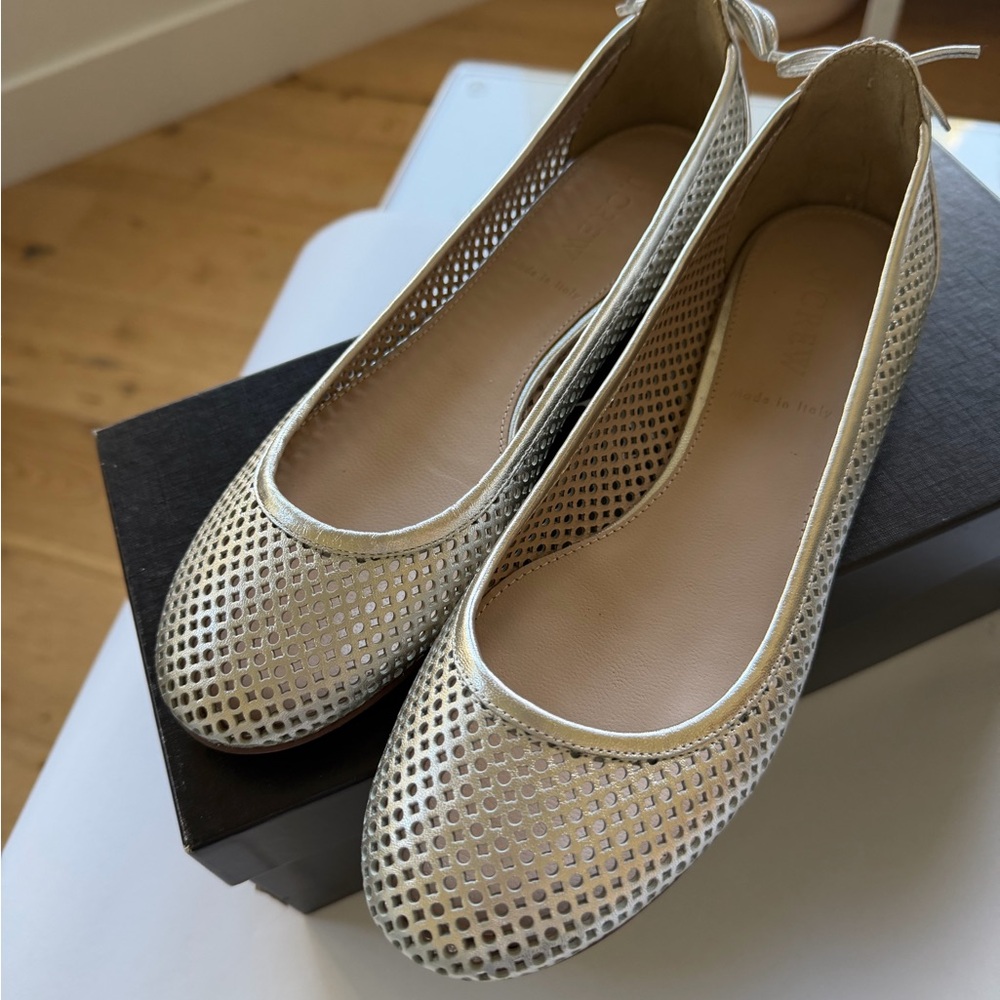 J. Crew Metallic Mesh Ballet Flats